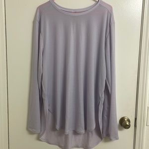 Women's Mono B Side Slit Flow Long Sleeve T-Shirt, Purple Heather Size 3XL
